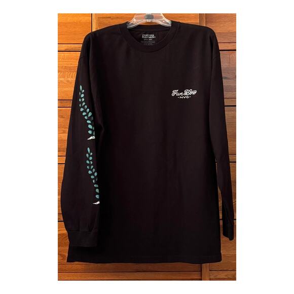 5BORO Black Long-sleeve T-Shirt Multi Color Fish Graphic Unisex XL - Picture 1 of 5